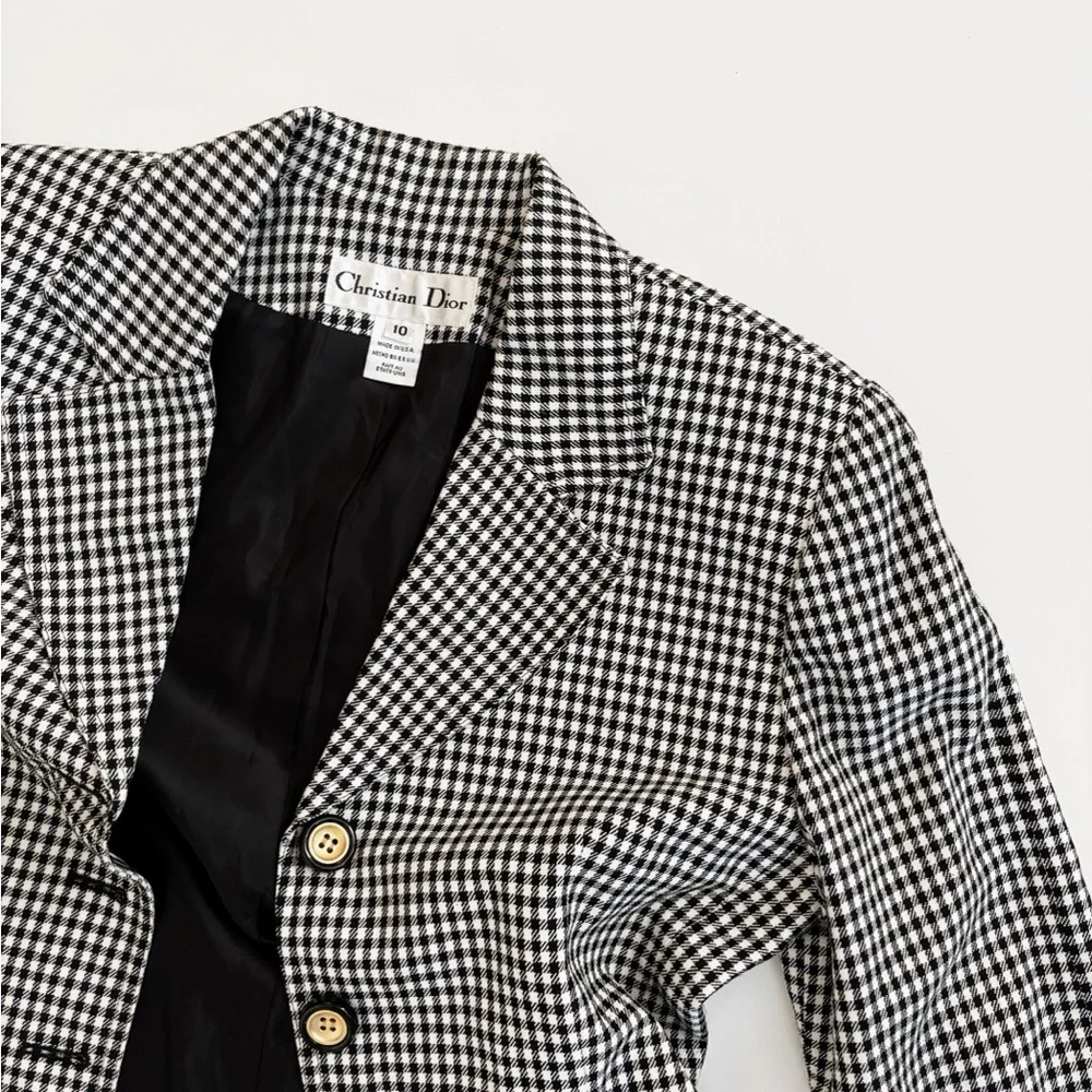Vintage Christian Dior Lady Jacket in Black & White Houndstooth